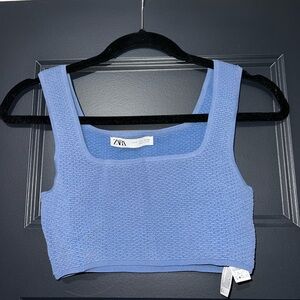 Zara Textured Blue Women's Tank Top